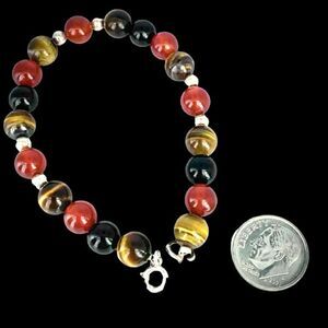 EV# Lovely Polished Stone & Sterling Bracelet